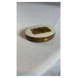 Vintage Majestic U.S.A. Oval Gold-Tone Compact - Mid-Century w/ Original Puff