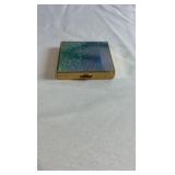 Vintage Daniel Gold-Tone Holographic Glitter Compact - Mid-Century Square