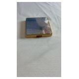 Vintage Daniel Gold-Tone Holographic Glitter Compact - Mid-Century Square