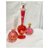 High end Czech / Bohemian cranberry glass perfume bottles