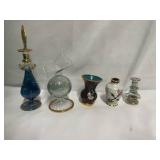 5 hand blown high Egyptian Glass perfume bottles