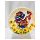 3d Ceramic Rooster and Sunflower Plates