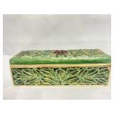 Italian Alabaster rare hand carved trinket box with mirror