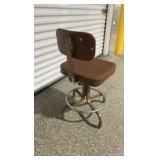Vintage Industrial Adjustable Swivel Drafting Stool / Task Chair - Brown