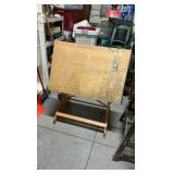Vintage Solid Wood Adjustable Drafting Table / Art Easel
