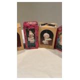 Set of 6 Vintage Precious Moments Porcelain Christmas Ornaments - Boxed