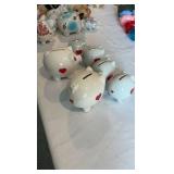 Vintage Ceramic "Heart-Eye" Souvenir Piggy Bank Collection - Set of 6