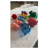 Vintage Hard Plastic & Translucent Piggy Bank Collection - Souvenir & Advertising Set