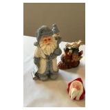 Whimsical & Tall Santa Figurine Collection - Blue "Ice Santa," Gold St. Nick & Peppermint Tree