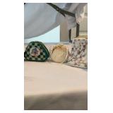 Vintage Hinged Porcelain Trinket Box Collection – 10 Piece Miniature Purse Set – Hand-Painted