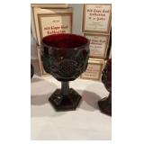 Avon 1876 Cape Cod Stemware Collection – Ruby Red Pressed Glass – 17 Pieces – Mostly Boxed