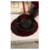 Avon 1876 Cape Cod Master Serving Collection – Ruby Red Pressed Glass – 6 Piece Set