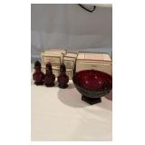 Avon 1876 Cape Cod Hostess Accessory Collection – Ruby Red Glass – 8 Piece Set