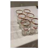 Vintage Carlsberg Beer Glasses - Set of 6 - Gold Gilt Rim - Footed Pilsner Style