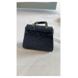 Vintage Roger Gimbel Accessories Navy Blue Croc-Embossed Miniature Purse