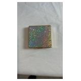 Vintage Daniel Gold-Tone Holographic Glitter Compact - Mid-Century Square