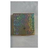 Vintage Daniel Gold-Tone Holographic Glitter Compact - Mid-Century Square
