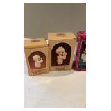 Set of 6 Vintage Precious Moments Porcelain Christmas Ornaments - Boxed