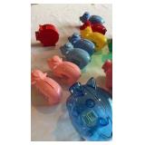 Vintage Hard Plastic & Translucent Piggy Bank Collection - Souvenir & Advertising Set