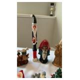 Whimsical & Tall Santa Figurine Collection - Blue "Ice Santa," Gold St. Nick & Peppermint Tree