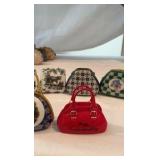 Vintage Hinged Porcelain Trinket Box Collection – 10 Piece Miniature Purse Set – Hand-Painted