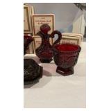Avon 1876 Cape Cod Coffee & Condiment Serving Set – Ruby Red Glass – 5 Piece Set
