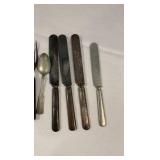 Antique Mixed Metal Flatware Collection – 11 Piece Set – Rogers Nickel Silver & Brazil Silver