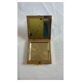 Vintage Daniel Gold-Tone Holographic Glitter Compact - Mid-Century Square