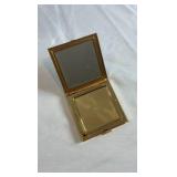 Vintage Daniel Gold-Tone Holographic Glitter Compact - Mid-Century Square