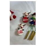 Vintage Holiday Small Items Lot – Coca-Cola Magnets, Wind Chimes, & Musical Bears – 18+ Piece Collection