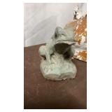 Vintage Garden Decor Lot - Concrete Duck Planter & Bullfrog Statuary