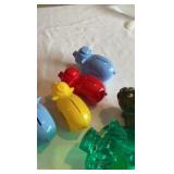 Vintage Hard Plastic & Translucent Piggy Bank Collection - Souvenir & Advertising Set