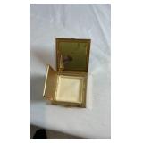 Vintage Daniel Gold-Tone Holographic Glitter Compact - Mid-Century Square