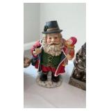 Festive Santa Character Collection: Coin Bank, Silver-Tone Statue & Workshop Figurine