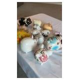 Vintage Ceramic & Glass Piggy Bank Collection - Hand-Painted & Specialty Set of 14