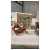 Enesco Cherished Teddies "Santa Express" 6-Piece Train & Decor Set - Boxed