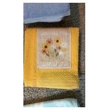 Vintage Table Linens & Textiles Lot – Quilted Placemats, Braid Trivets, & Embroidered Sunshine Towel