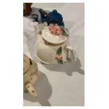 Vintage Hand-Painted Porcelain Set: Nippon Footed Bowl, Miniature Pitchers & Porcelain Trinket Boxes