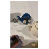 Vintage Hand-Painted Porcelain Set: Nippon Footed Bowl, Miniature Pitchers & Porcelain Trinket Boxes