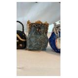 Vintage Hand-Painted Resin Trinket Box Collection – 15 Piece Textured Miniature Purse Set