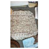 Vintage Table Linens & Textiles Lot – Quilted Placemats, Braid Trivets, & Embroidered Sunshine Towel