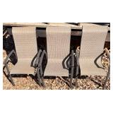 Garden Oasis Living Outdoors Five Patio Chairs & One Swivel Chair- Beige Woven Fabric, Black Metal Frames