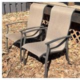 Garden Oasis Living Outdoors Five Patio Chairs & One Swivel Chair- Beige Woven Fabric, Black Metal Frames