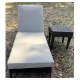 Outdoor Wicker Chaise Lounge with Table