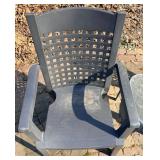Grosflex Outdoor Plastic Stackable Chairs (Pair) & Dark Gray with Metal Glass-Top Table