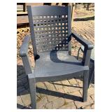 Grosflex Outdoor Plastic Stackable Chairs (Pair) & Dark Gray with Metal Glass-Top Table
