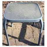 Grosflex Outdoor Plastic Stackable Chairs (Pair) & Dark Gray with Metal Glass-Top Table