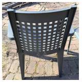 Grosflex Outdoor Plastic Stackable Chairs (Pair) & Dark Gray with Metal Glass-Top Table