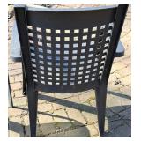 Grosflex Outdoor Plastic Stackable Chairs (Pair) & Dark Gray with Metal Glass-Top Table