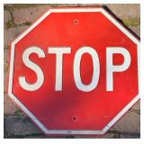 Vintage Stop Sign 24x24 - Red Octagonal & White STOP Letters